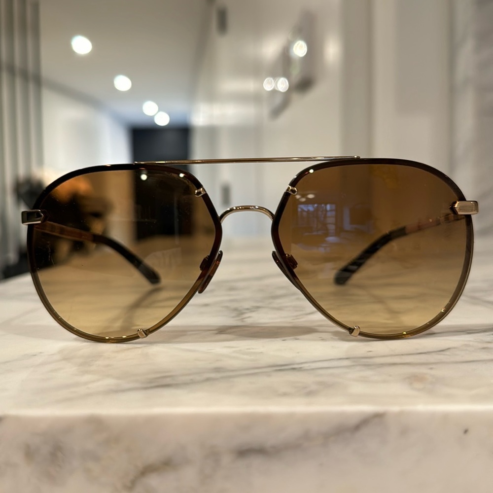 Burberry Sunglasses B 3099 1145/2L Gold/brown aviator style sunglasses